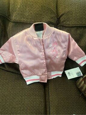 Girls' Pink Satin Bomber Jacket